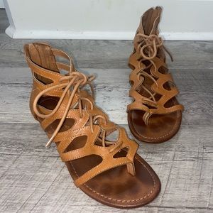Lace up brown sandals